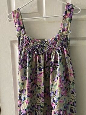Floral Smocked Sundress - Purple and Green
